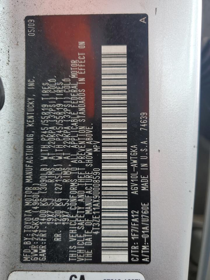 2009 Toyota Venza VIN: 4T3ZE11AX9U008590 Lot: 67422314