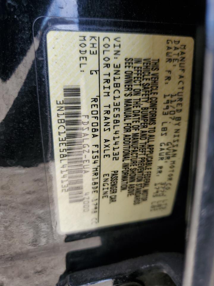 2008 Nissan Versa S VIN: 3N1BC13E58L414132 Lot: 65489414