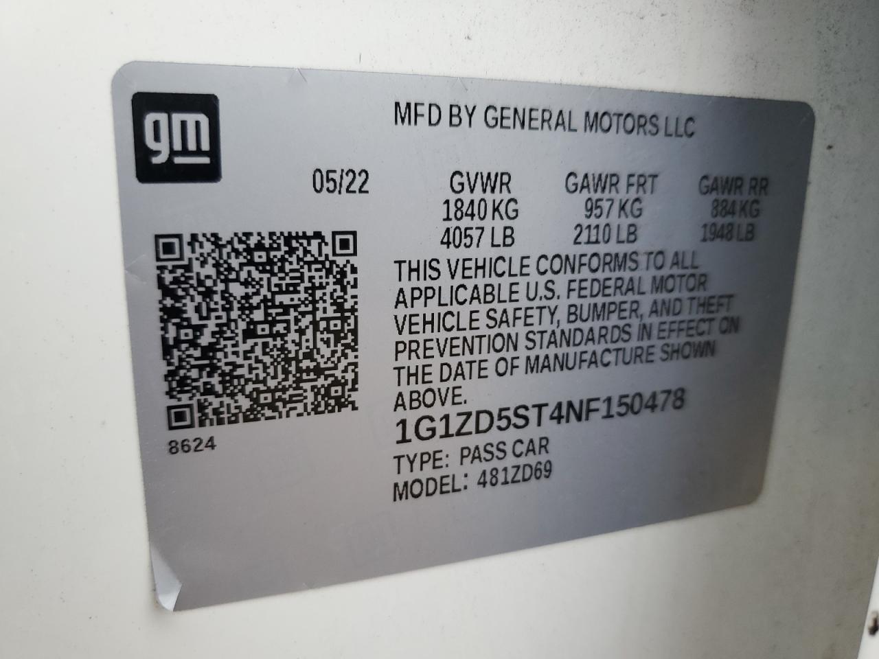 1G1ZD5ST4NF150478 2022 CHEVROLET MALIBU - Image 14