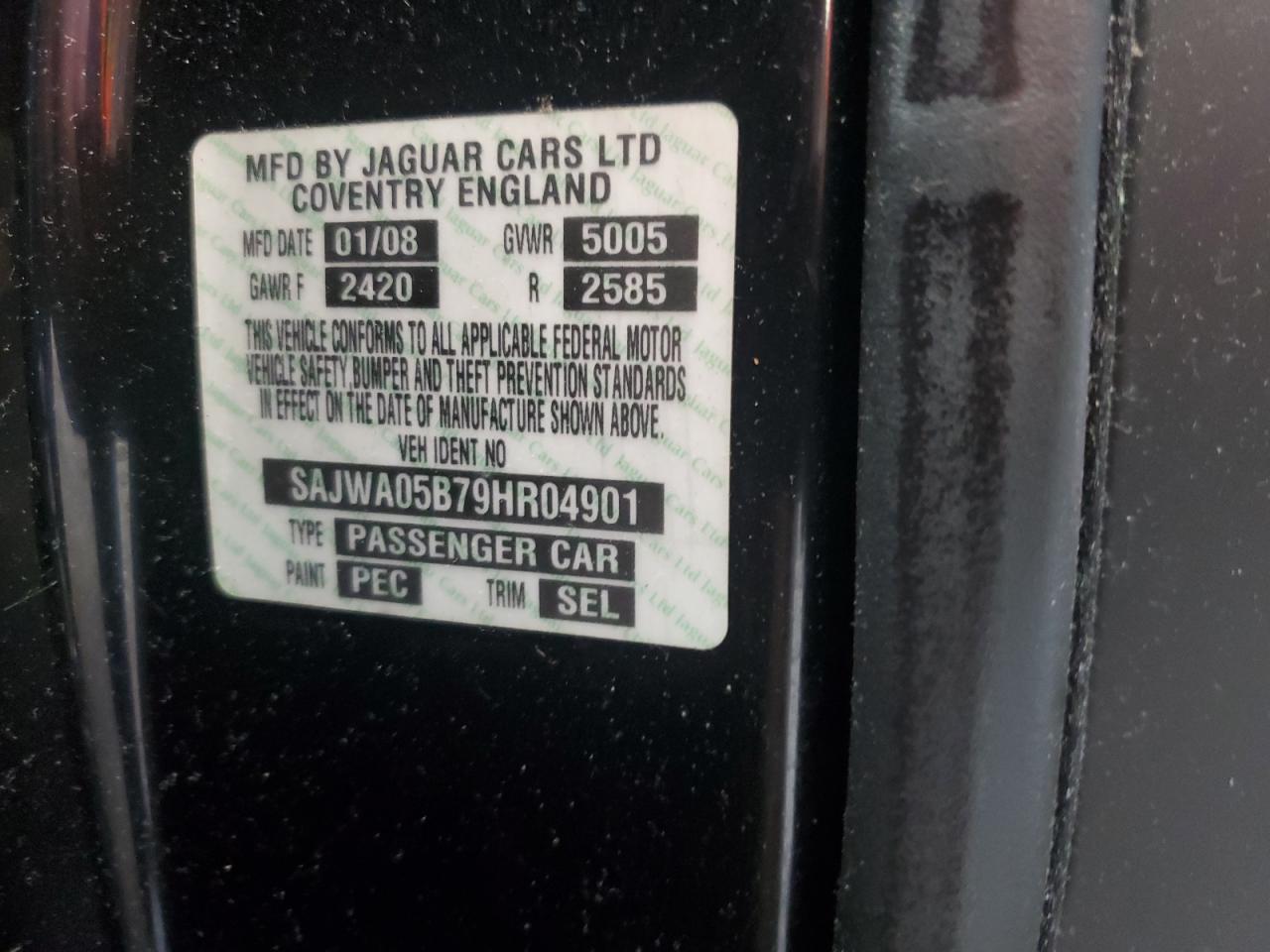 2009 Jaguar Xf Luxury VIN: SAJWA05B79HR04901 Lot: 66363394