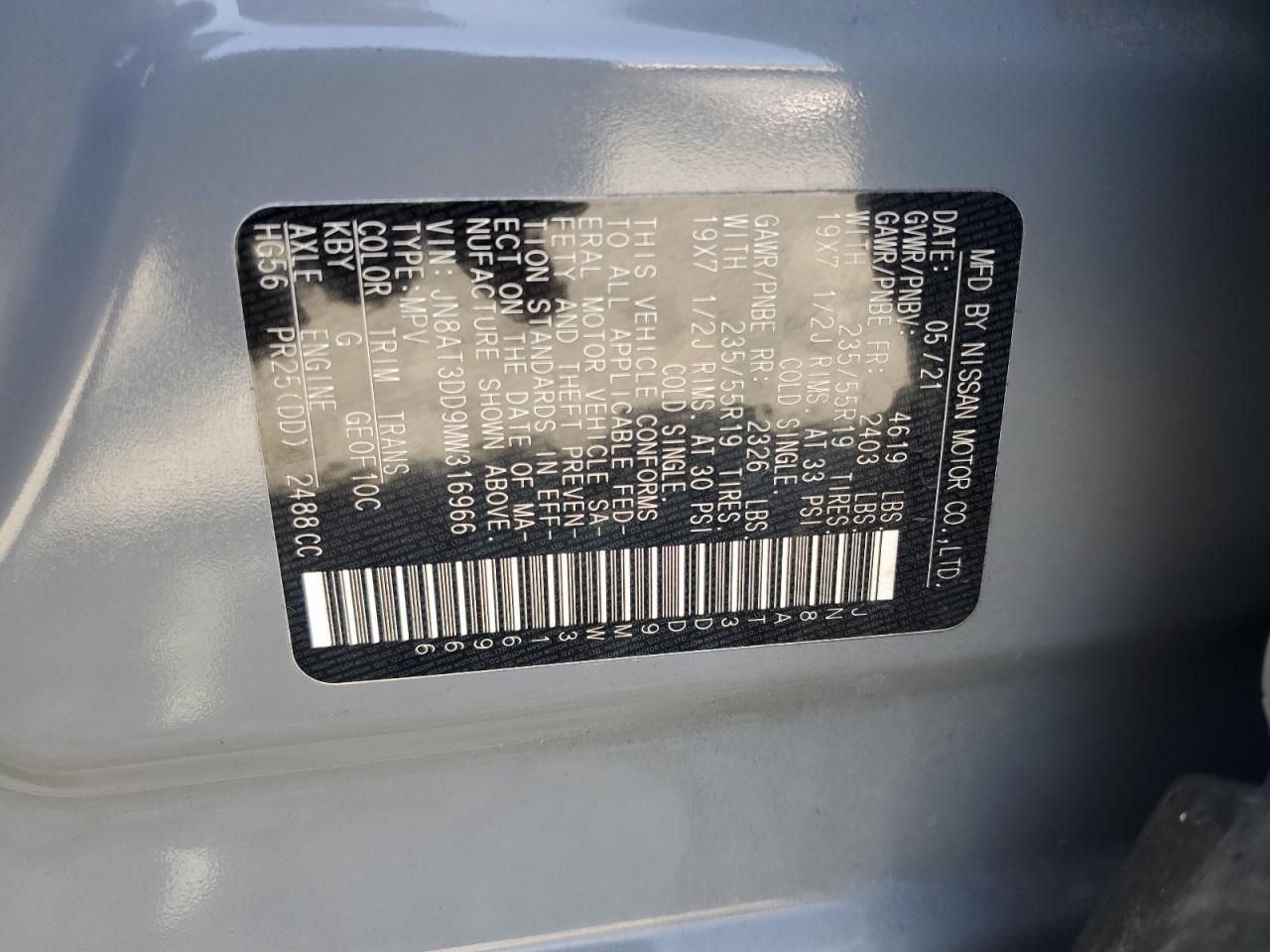 JN8AT3DD9MW316966 2021 Nissan Rogue Platinum