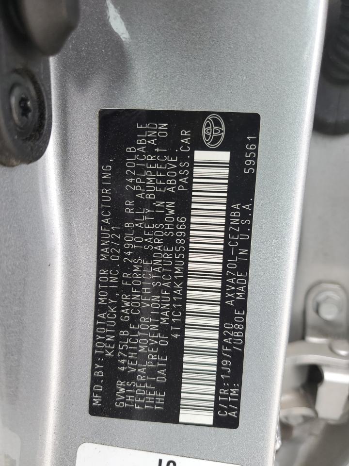 4T1C11AK1MU558966 2021 Toyota Camry Le