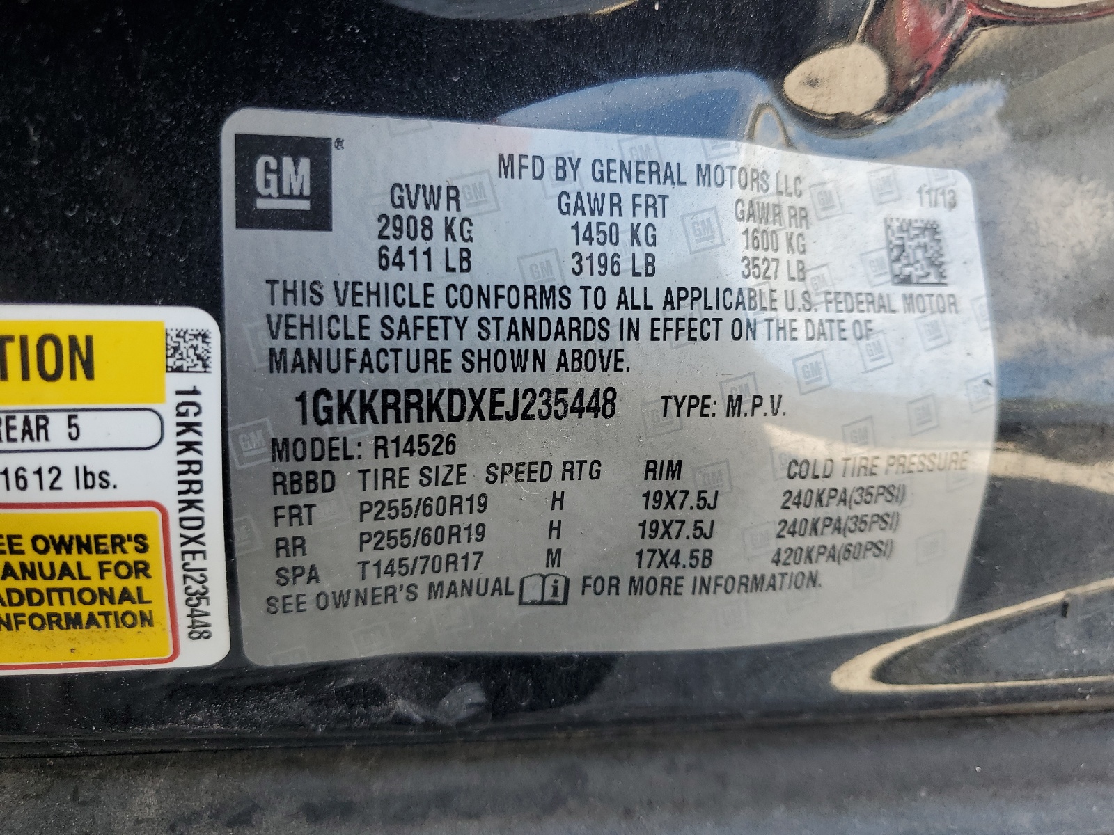 1GKKRRKDXEJ235448 2014 GMC Acadia Slt-1