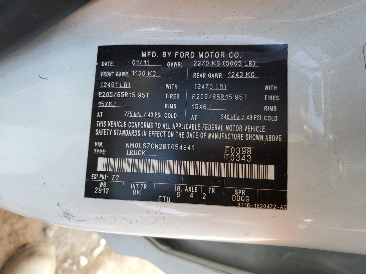 NM0LS7CN2BT054941 2011 Ford Transit Connect Xl