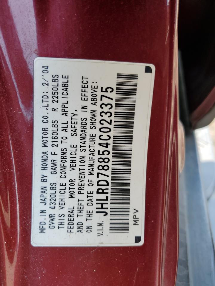 2004 Honda Cr-V Ex VIN: JHLRD78854C023375 Lot: 65783154