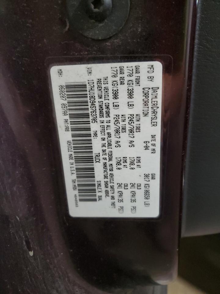 2004 Dodge Ram 1500 St VIN: 1D7HU18D94S763705 Lot: 66861874