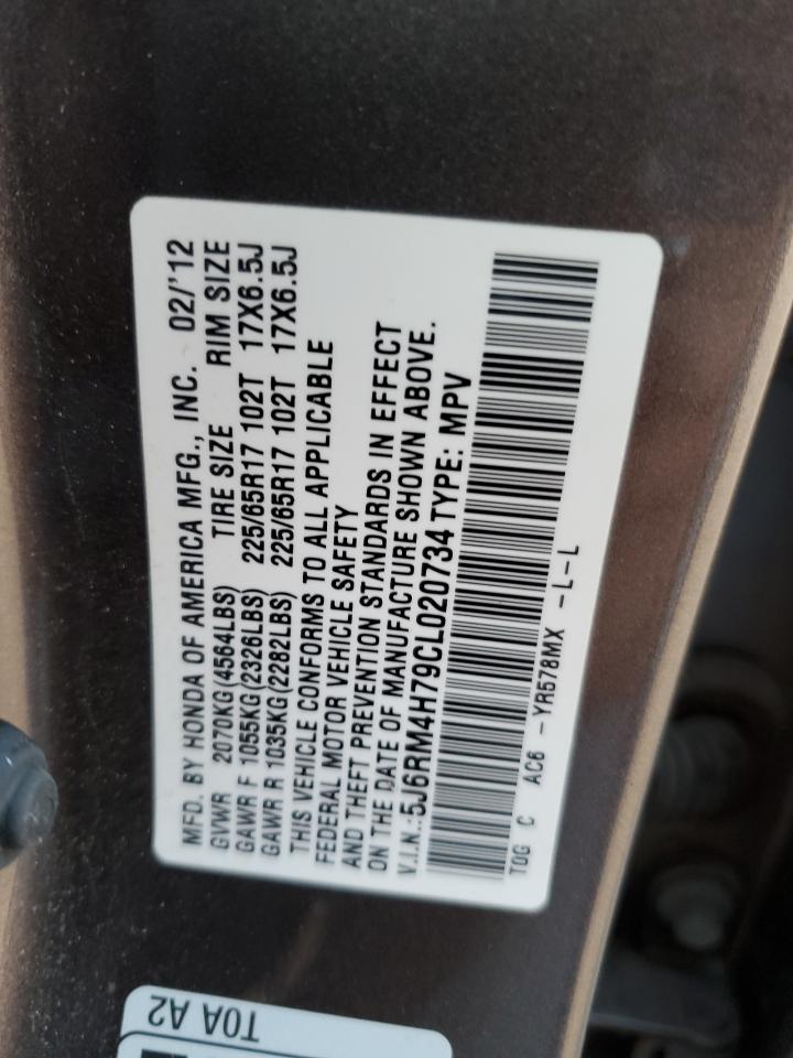 2012 Honda Cr-V Exl VIN: 5J6RM4H79CL020734 Lot: 66139304