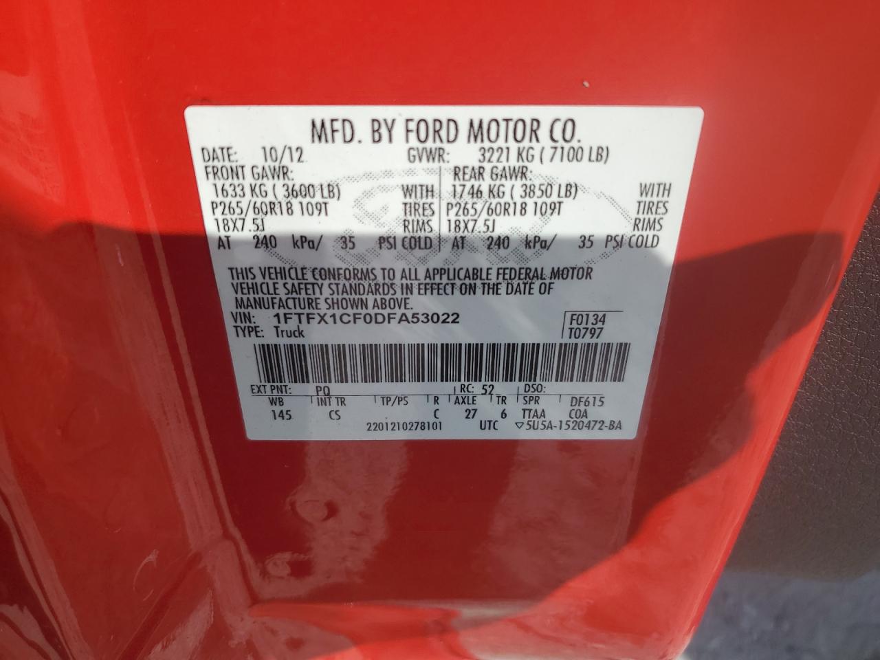 1FTFX1CF0DFA53022 2013 Ford F150 Super Cab