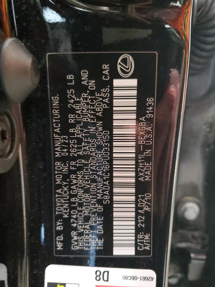 2023 Lexus Es 300H Base VIN: 58ADA1C16PU033150 Lot: 65853144