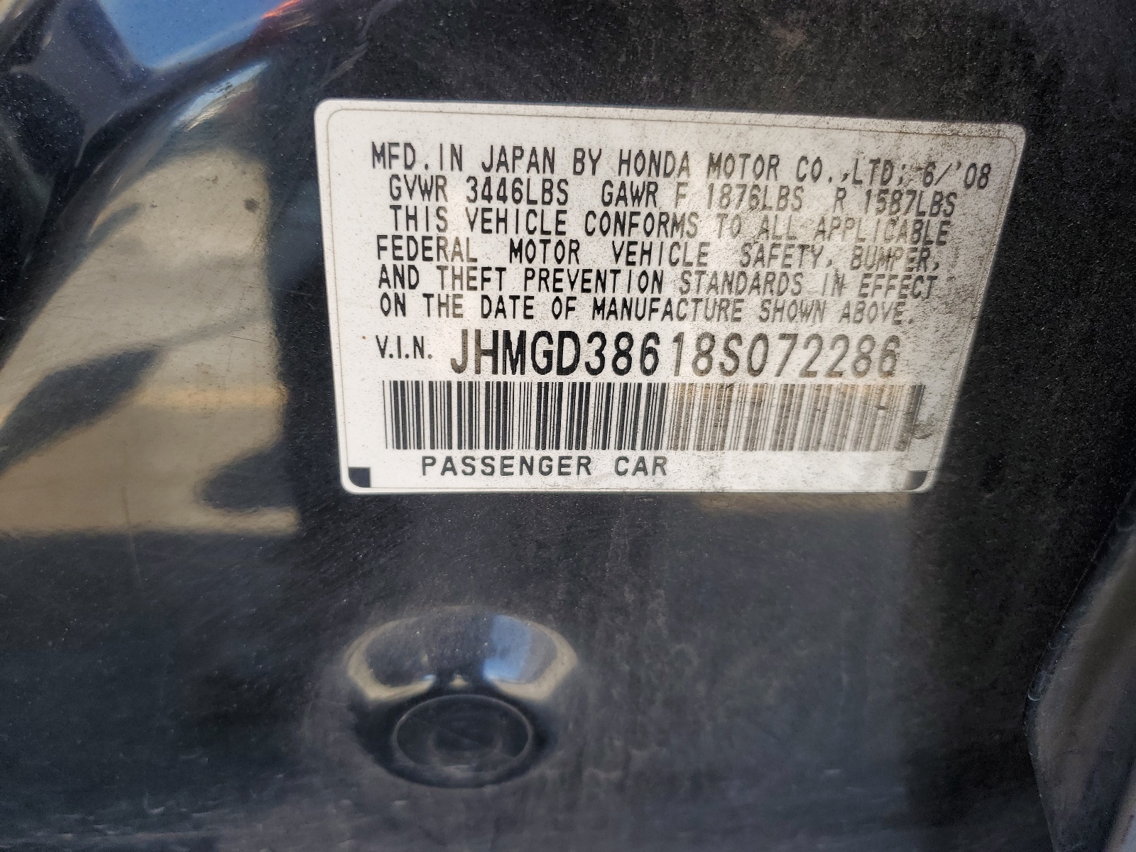 JHMGD38618S072286 2008 Honda Fit Sport