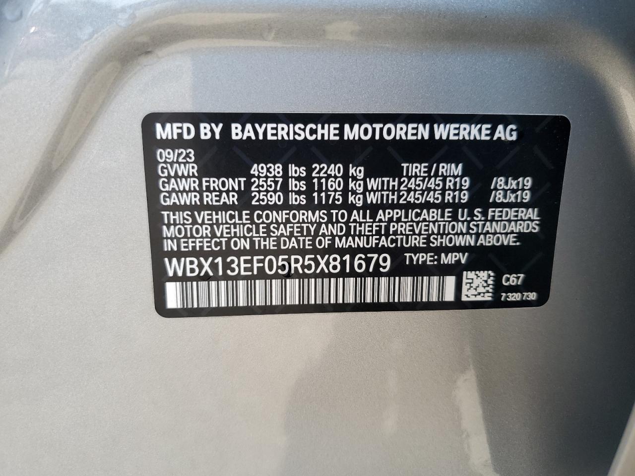 2024 BMW X1 M35I VIN: WBX13EF05R5X81679 Lot: 65667114