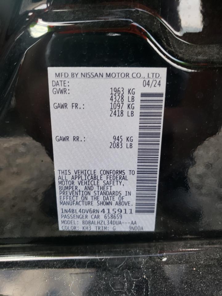 2024 Nissan Altima Sv VIN: 1N4BL4DV6RN415911 Lot: 68552944