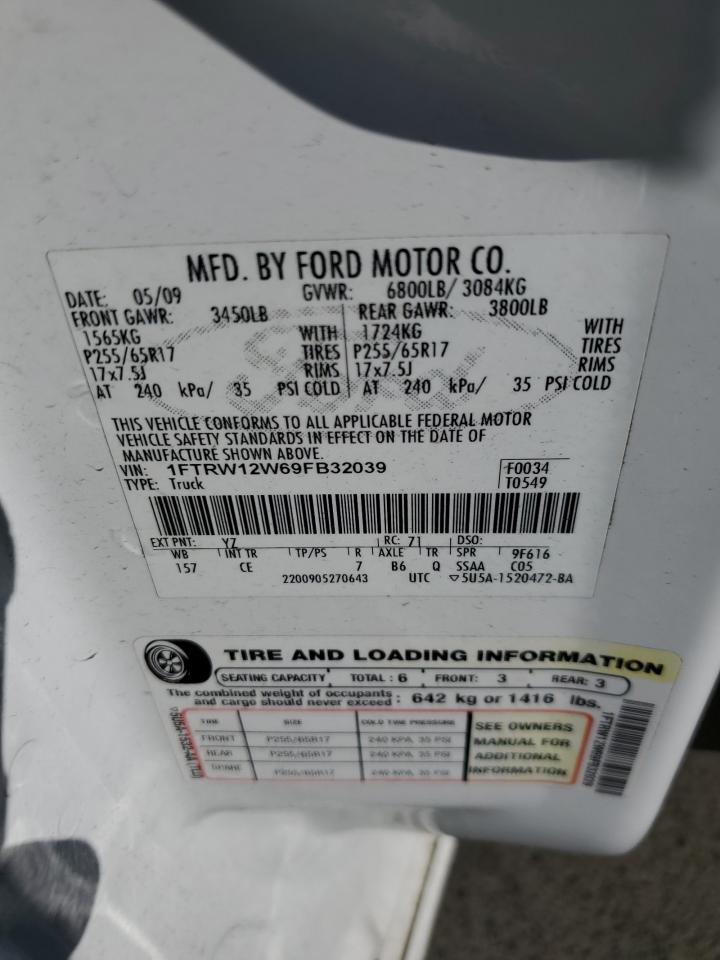 1FTRW12W69FB32039 2009 Ford F150 Supercrew