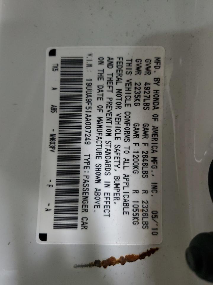 2010 Acura Tl VIN: 19UUA9F51AA007249 Lot: 66872114