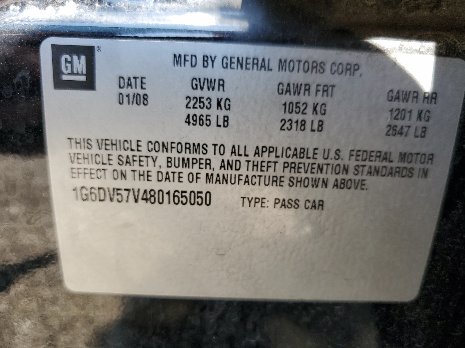 1G6DV57V480165050 2008 Cadillac Cts Hi Feature V6