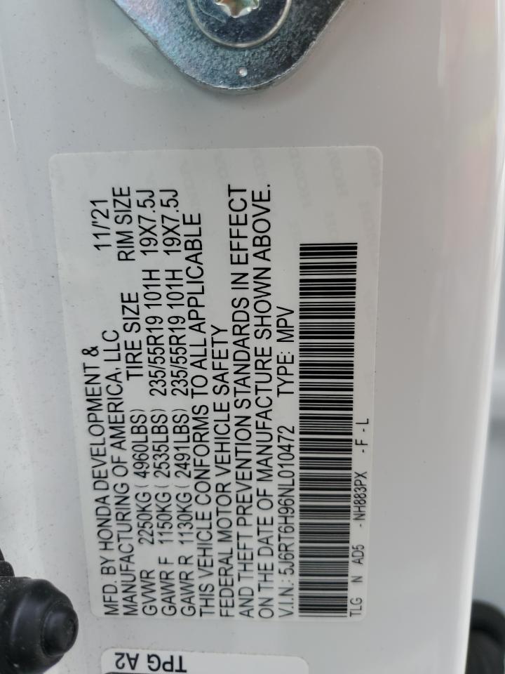 2022 Honda Cr-V Touring VIN: 5J6RT6H96NL010472 Lot: 66022234