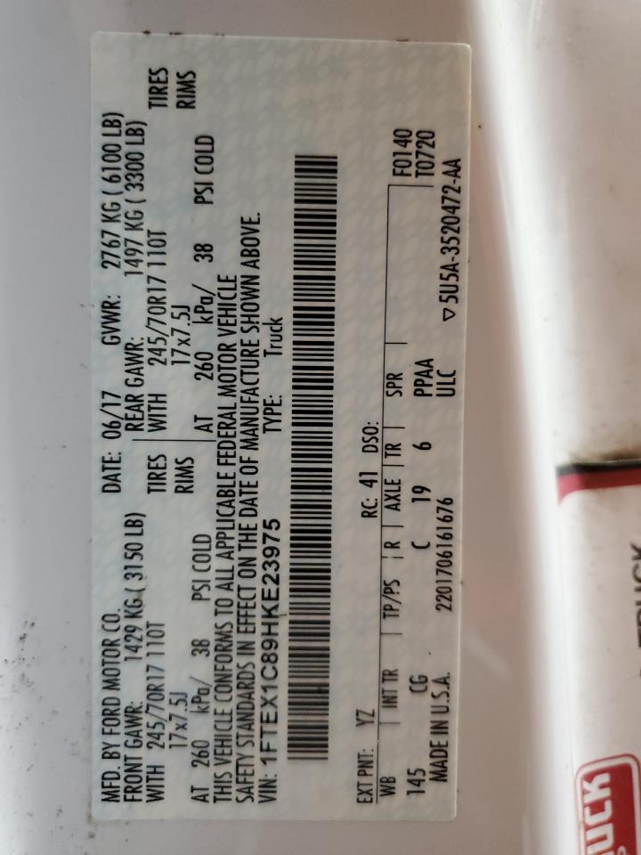 1FTEX1C89HKE23975 2017 Ford F150 Super Cab