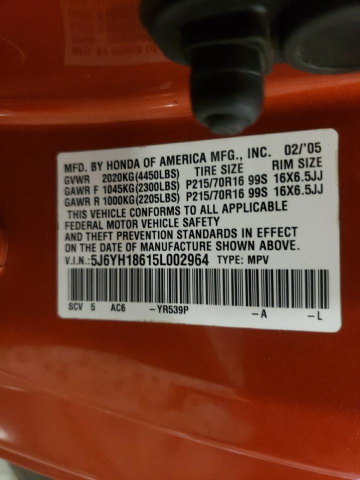 2005 Honda Element Ex VIN: 5J6YH18615L002964 Lot: 67231934