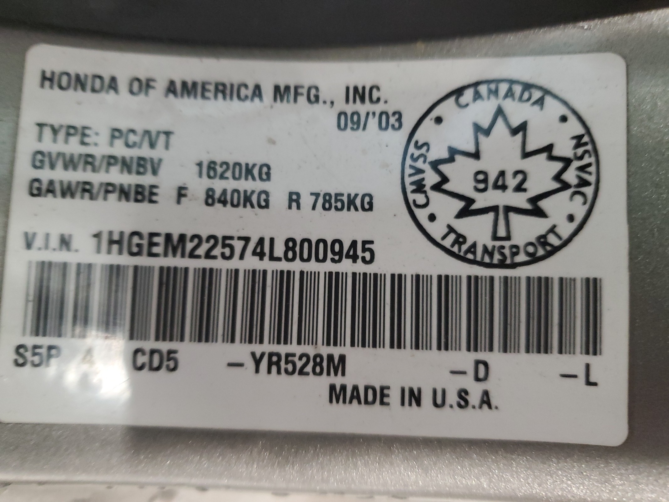 1HGEM22574L800945 2004 Honda Civic Lx