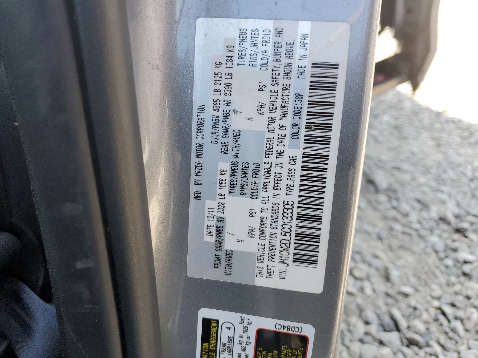 JM1CW2DL5C0133305 2012 Mazda 5