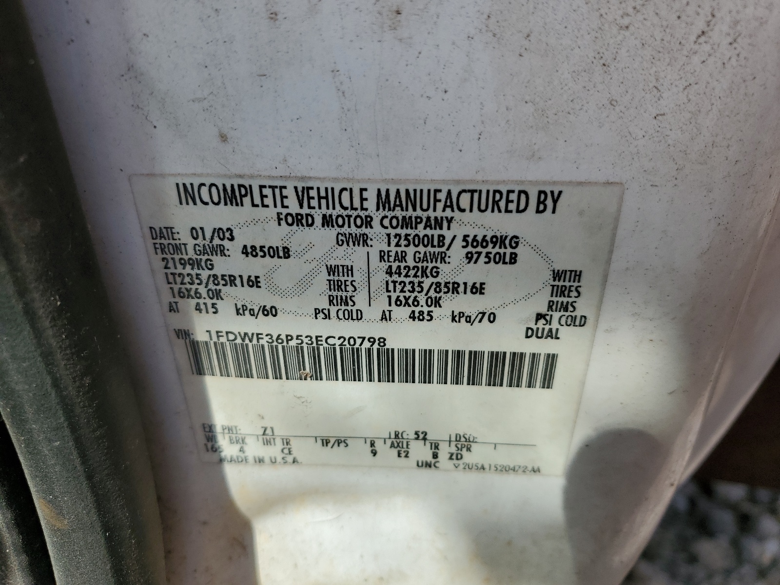 1FDWF36P53EC20798 2003 Ford F350 Super Duty