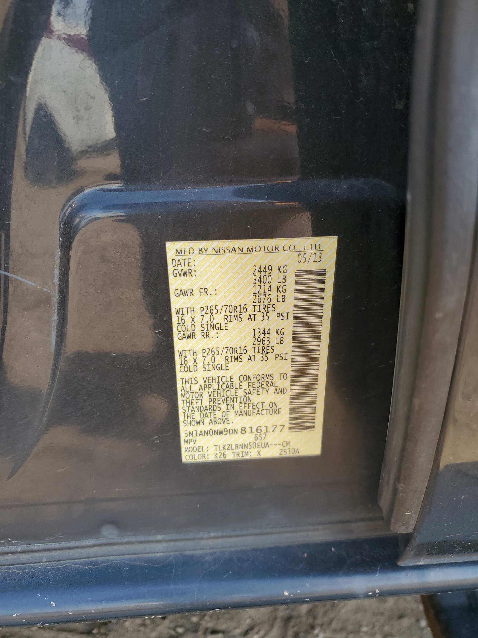 5N1AN0NW9DN816177 2013 Nissan Xterra X