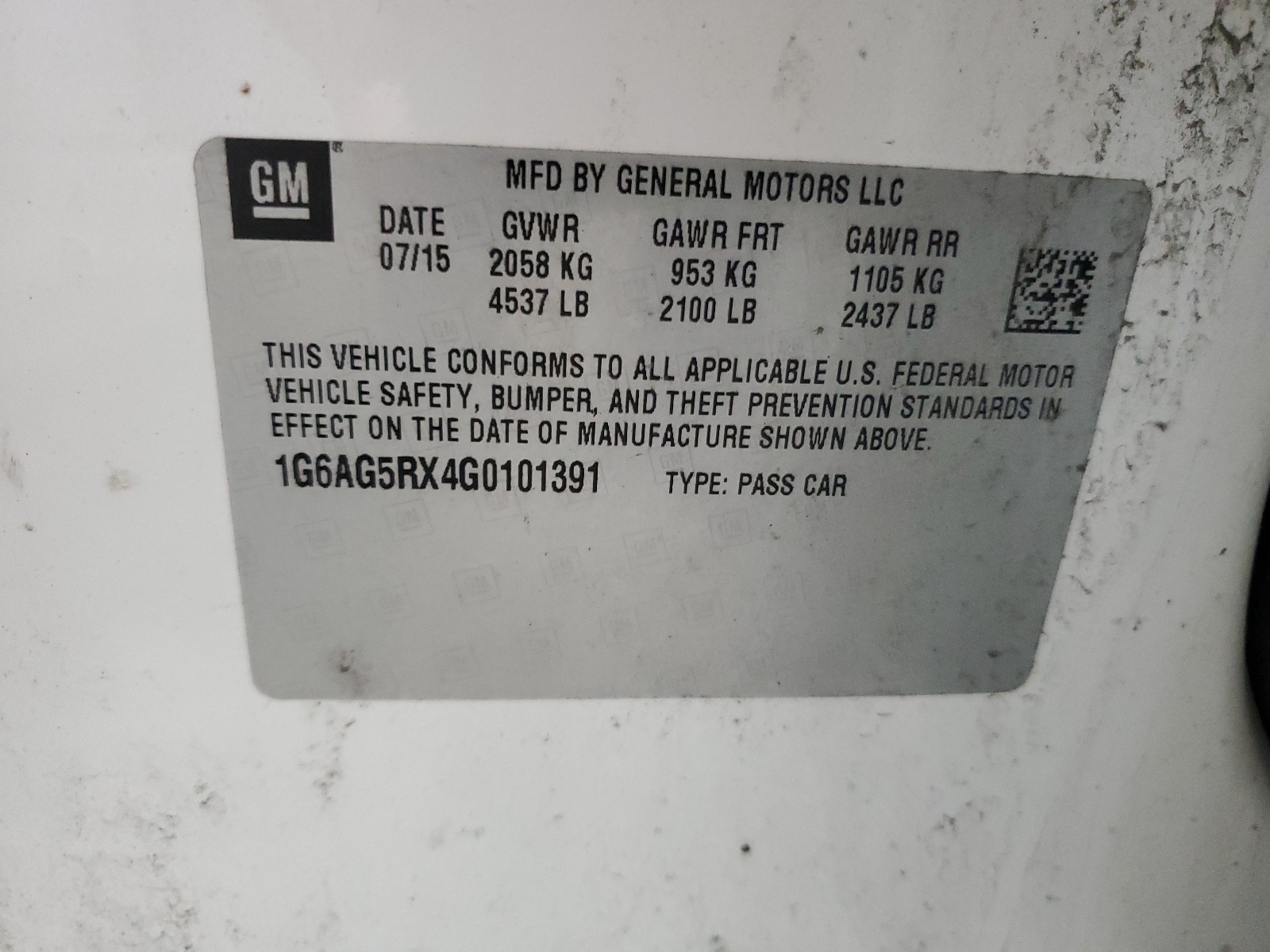 1G6AG5RX4G0101391 2016 Cadillac Ats