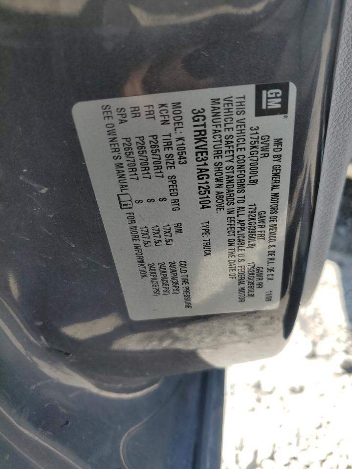 3GTRKVE31AG125104 2010 GMC Sierra K1500 Sle