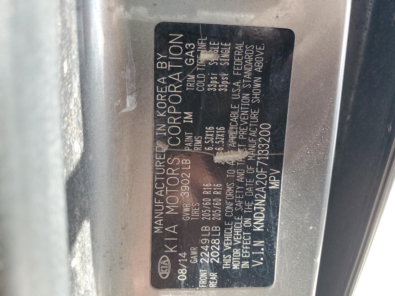 2015 Kia Soul VIN: KNDJN2A20F7133200 Lot: 64618634