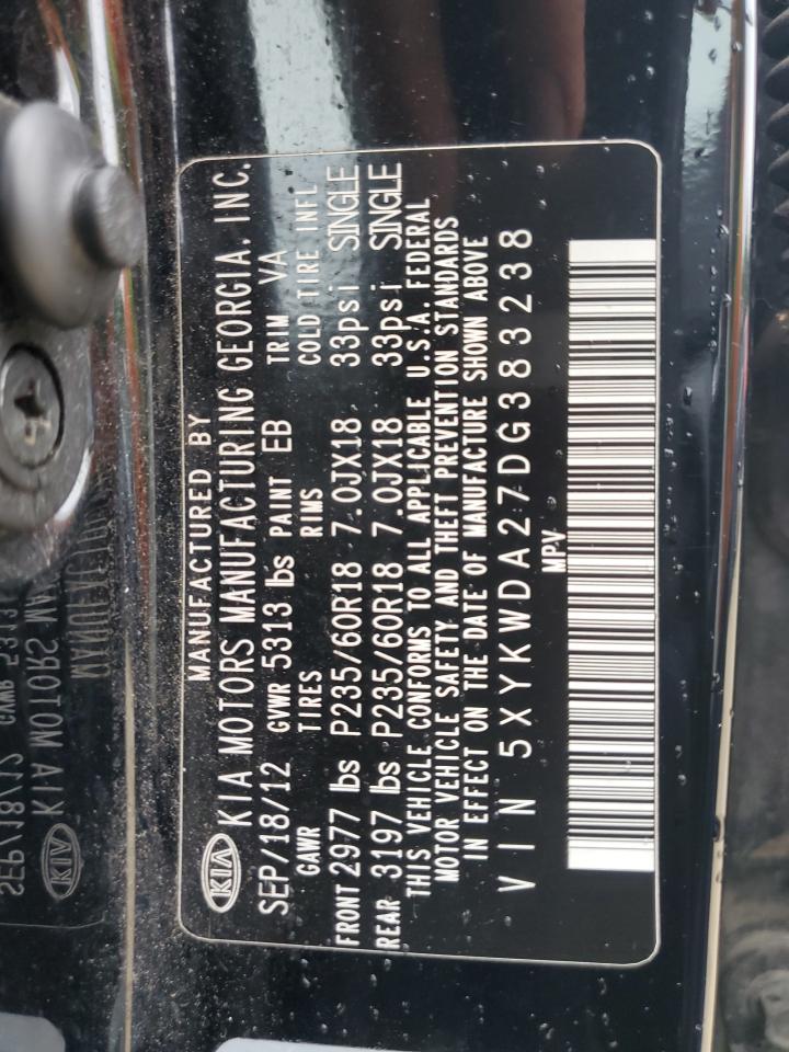 2013 Kia Sorento Sx VIN: 5XYKWDA27DG383238 Lot: 66410564