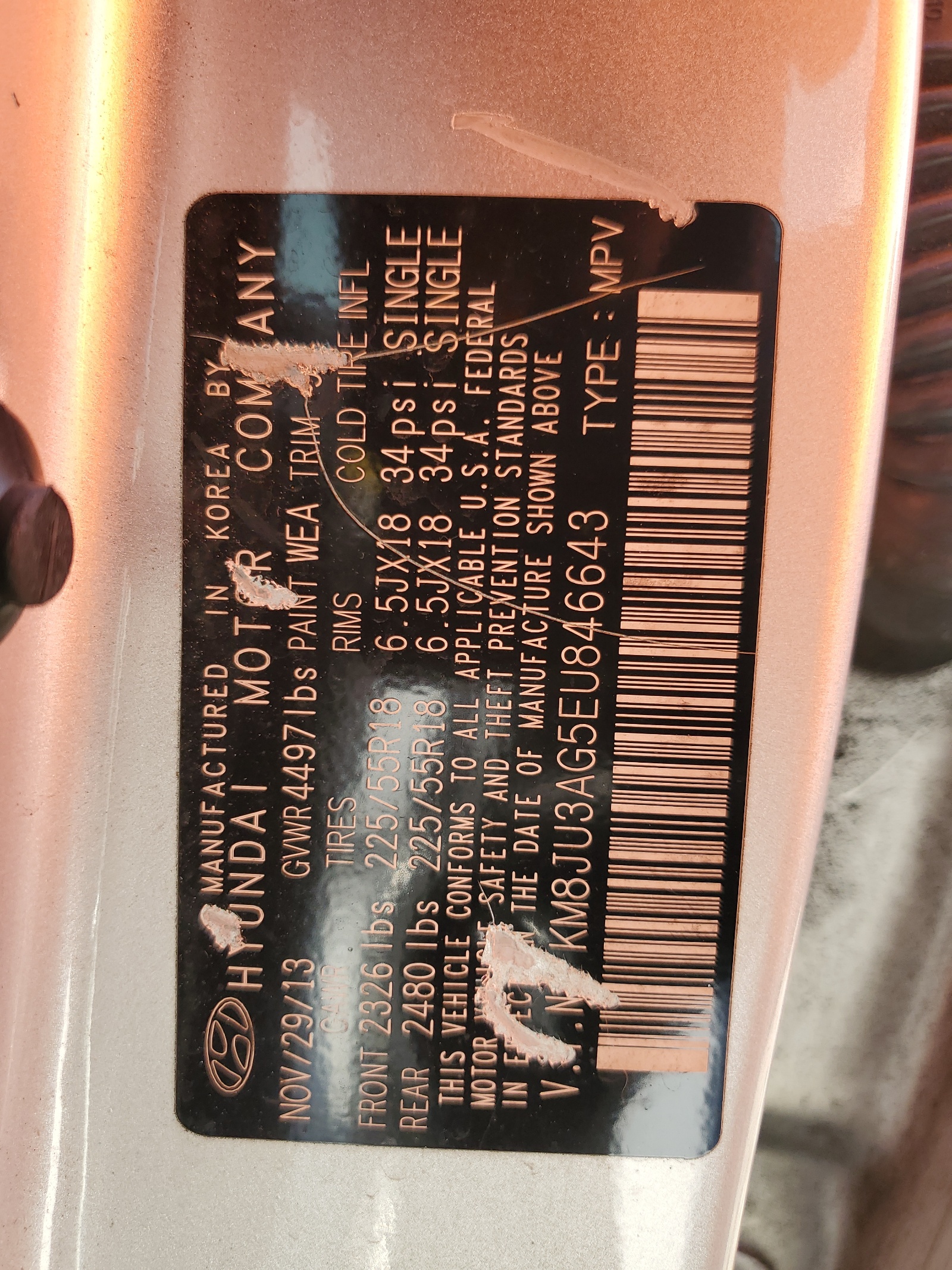 KM8JU3AG5EU846643 2014 Hyundai Tucson Gls