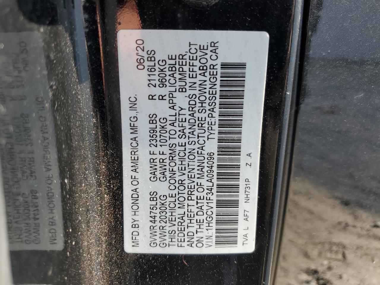 1HGCV1F34LA094096 Honda Accord SPO 12