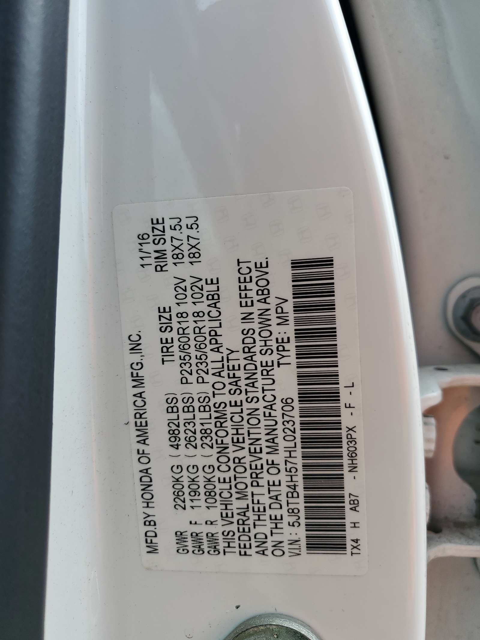 5J8TB4H57HL023706 2017 Acura Rdx Technology