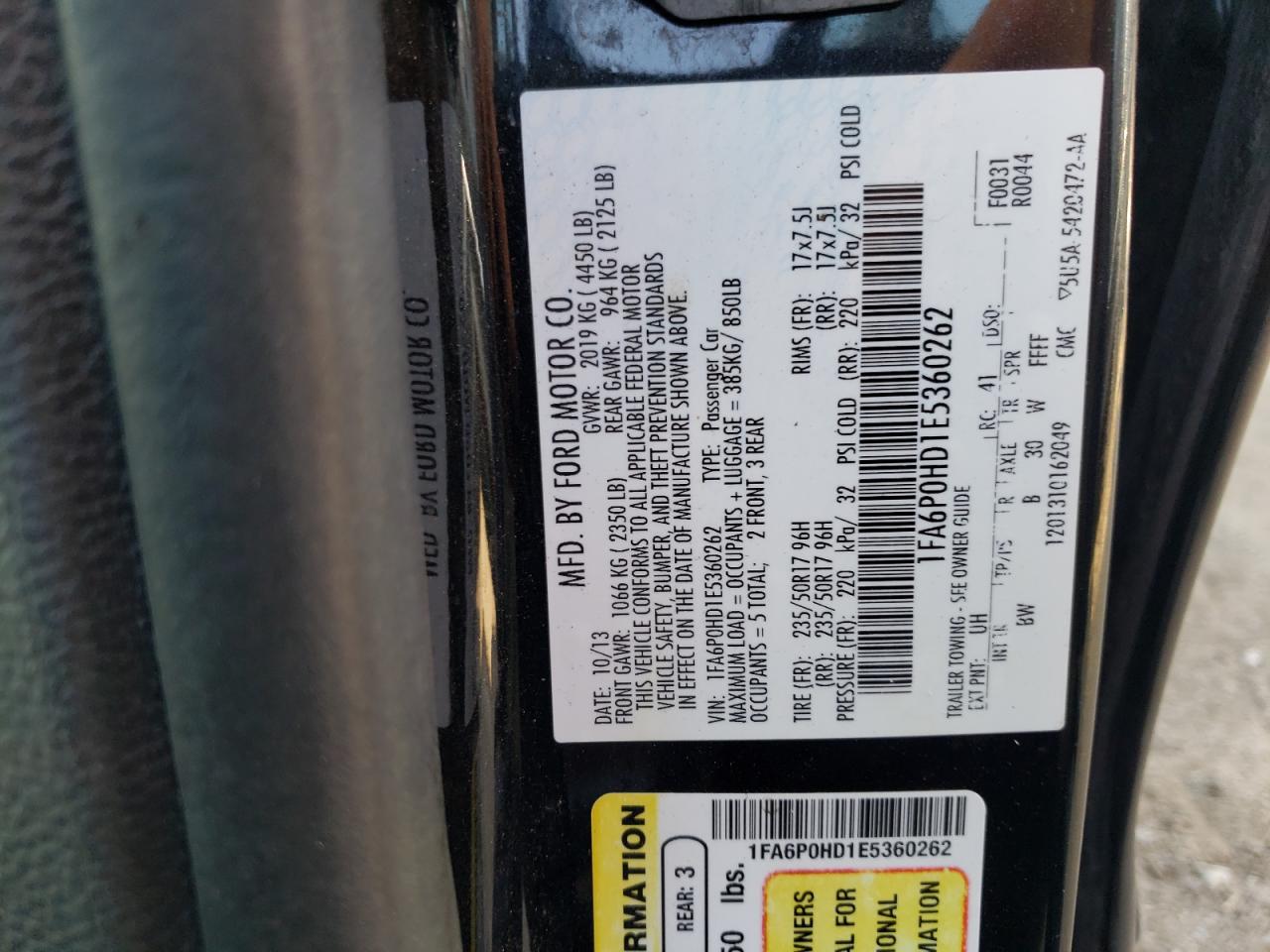 1FA6P0HD1E5360262 2014 Ford Fusion Se