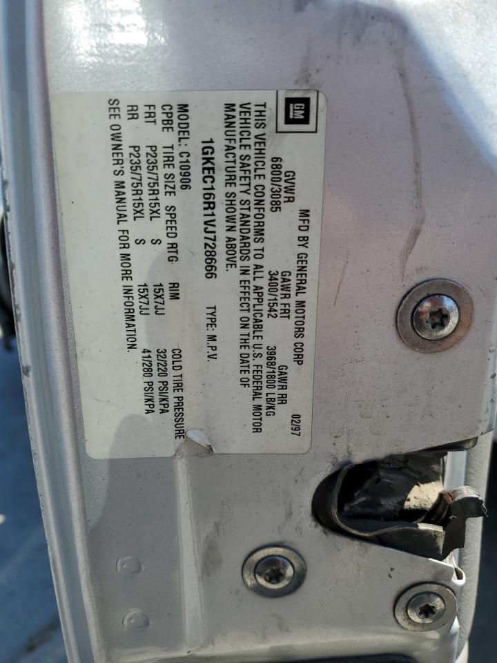 1997 GMC Suburban C1500 VIN: 1GKEC16R1VJ728666 Lot: 66424154