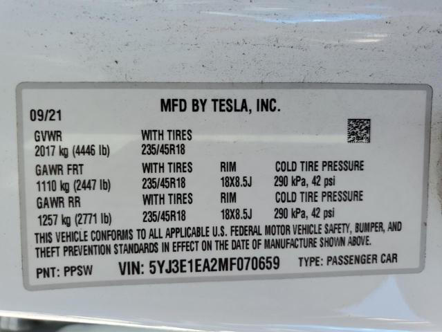 5YJ3E1EA2MF070659 Tesla Model 3  13