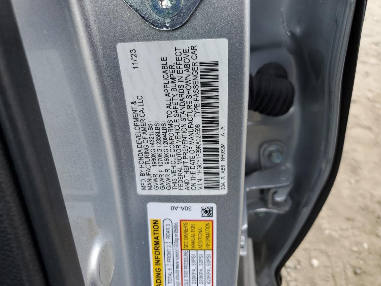 1HGCY1F39RA022598 2024 Honda Accord Ex