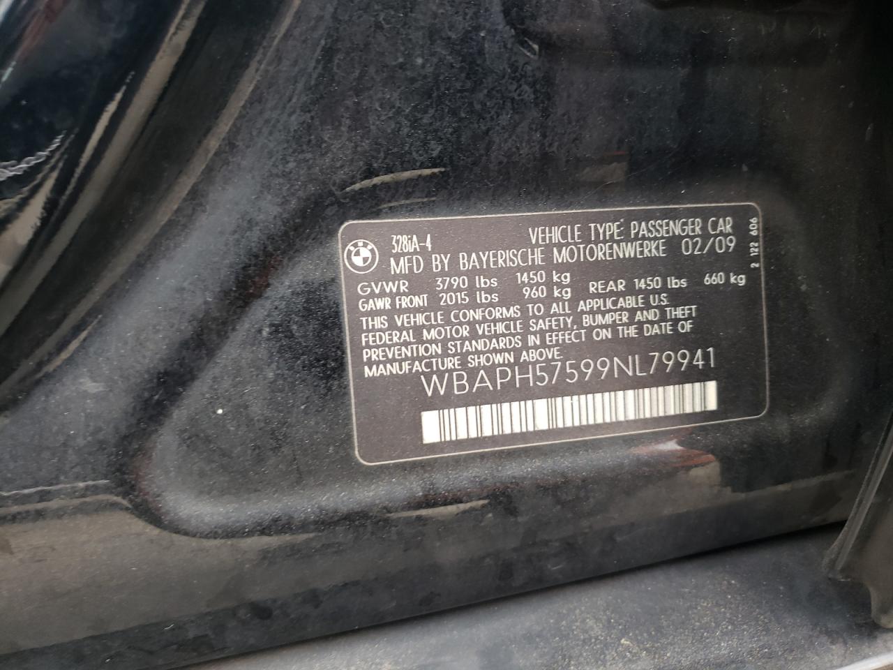 2009 BMW 328 I Sulev VIN: WBAPH57599NL79941 Lot: 66246134