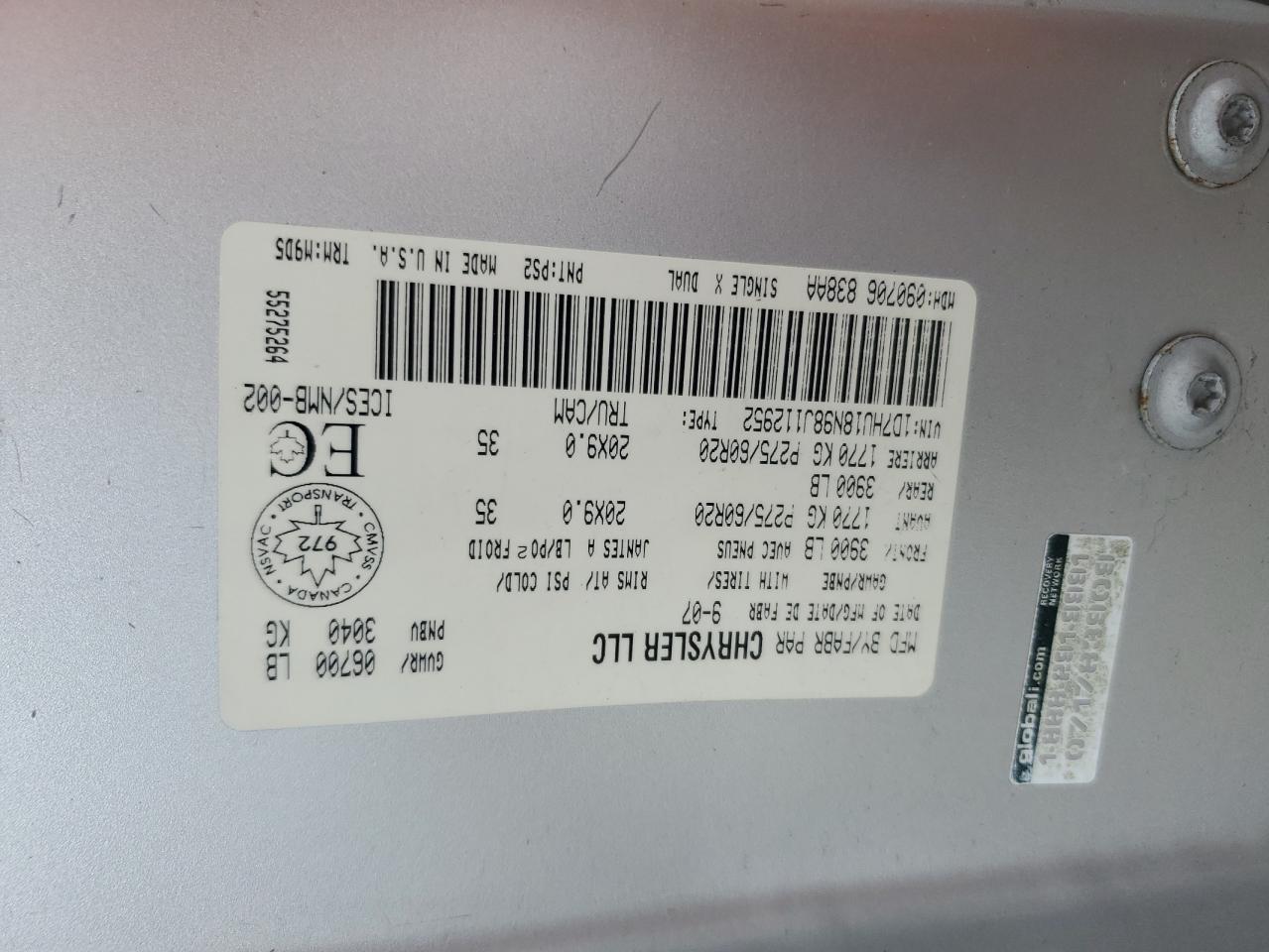 1D7HU18N98J112952 2008 Dodge Ram 1500 St