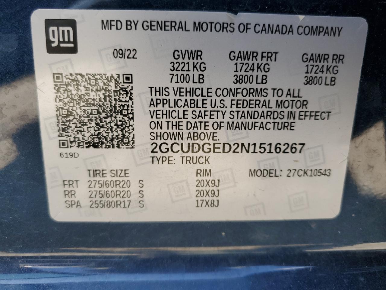 2022 Chevrolet Silverado K1500 Ltz VIN: 2GCUDGED2N1516267 Lot: 66131434