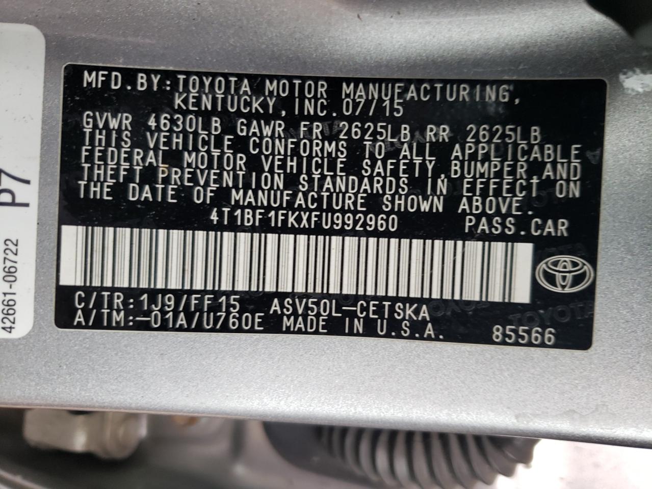 4T1BF1FKXFU992960 2015 Toyota Camry Le