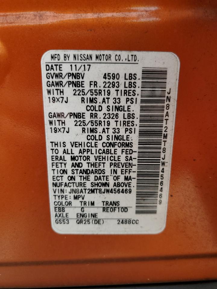 2018 Nissan Rogue S VIN: JN8AT2MT8JW456469 Lot: 65575754