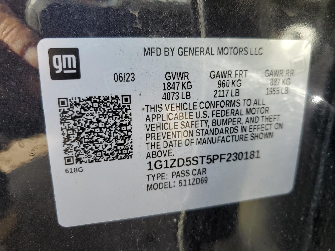 VIN 1G1ZD5ST5PF230181 2023 CHEVROLET MALIBU no.12