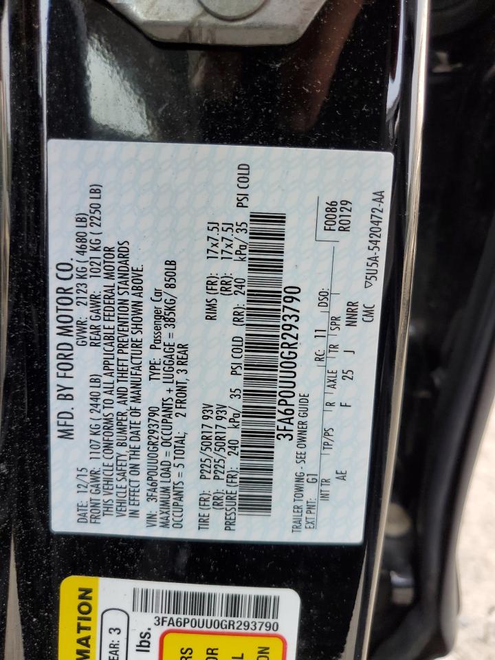 3FA6P0UU0GR293790 2016 Ford Fusion S Hybrid