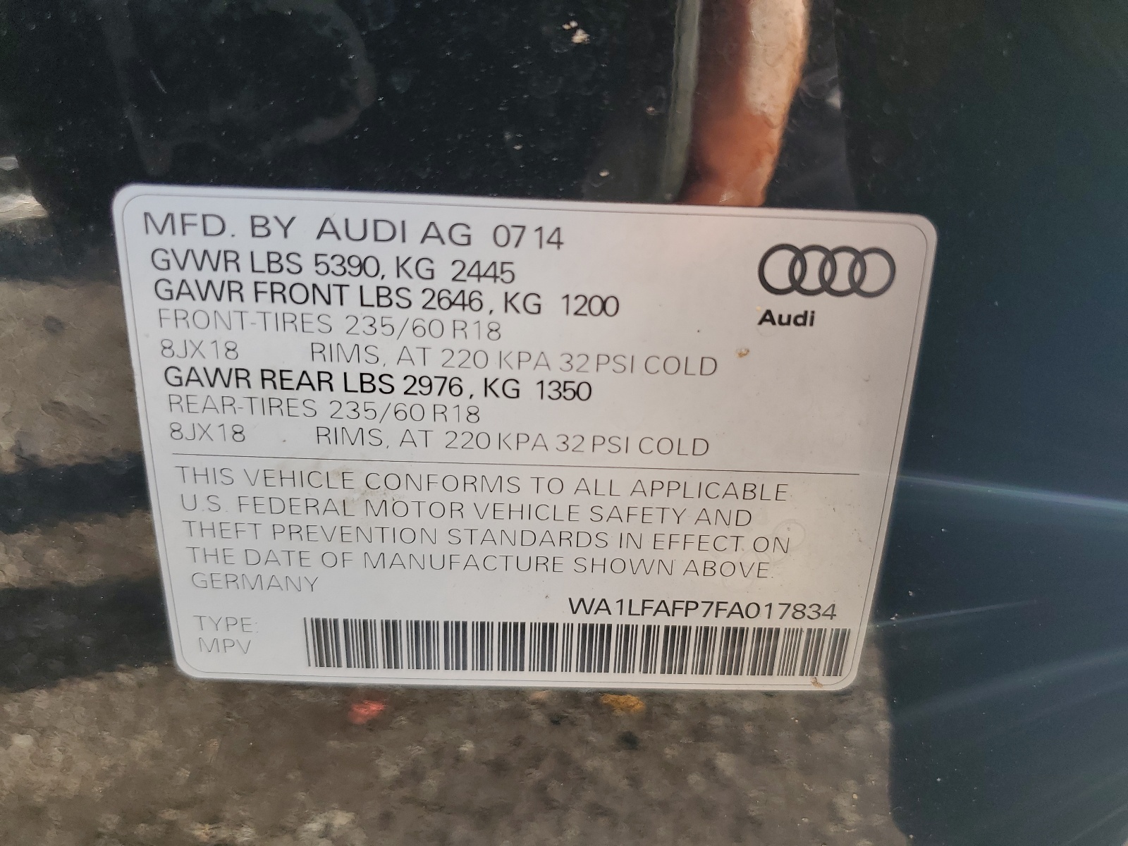 WA1LFAFP7FA017834 2015 Audi Q5 Premium Plus