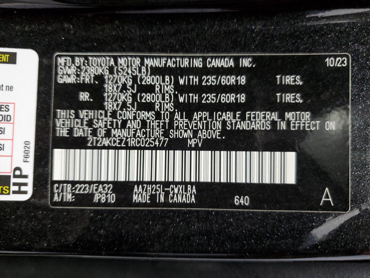 2024 Lexus Nx 350H Base VIN: 2T2AKCEZ1RC025477 Lot: 64195454