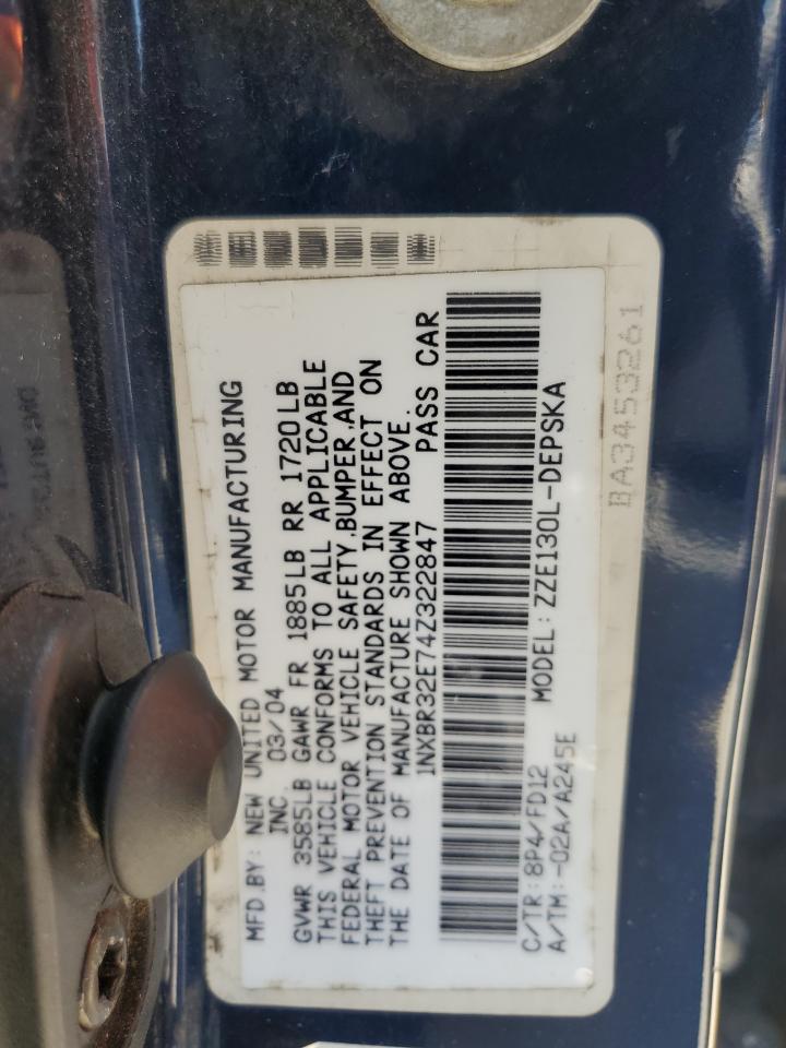 2004 Toyota Corolla Ce VIN: 1NXBR32E74Z322847 Lot: 66769604