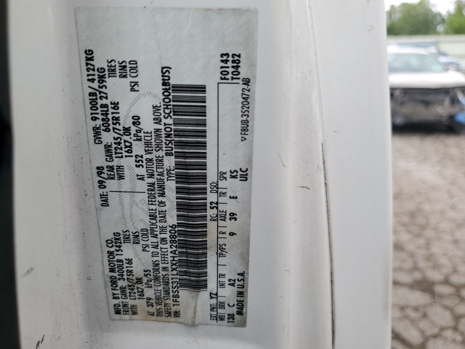 1FBSS31LXXHA28806 1999 Ford Econoline E350 Super Duty Wagon