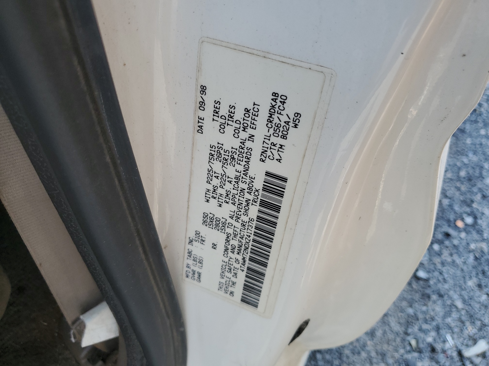 4TAWM72N0XZ417376 1999 Toyota Tacoma Xtracab