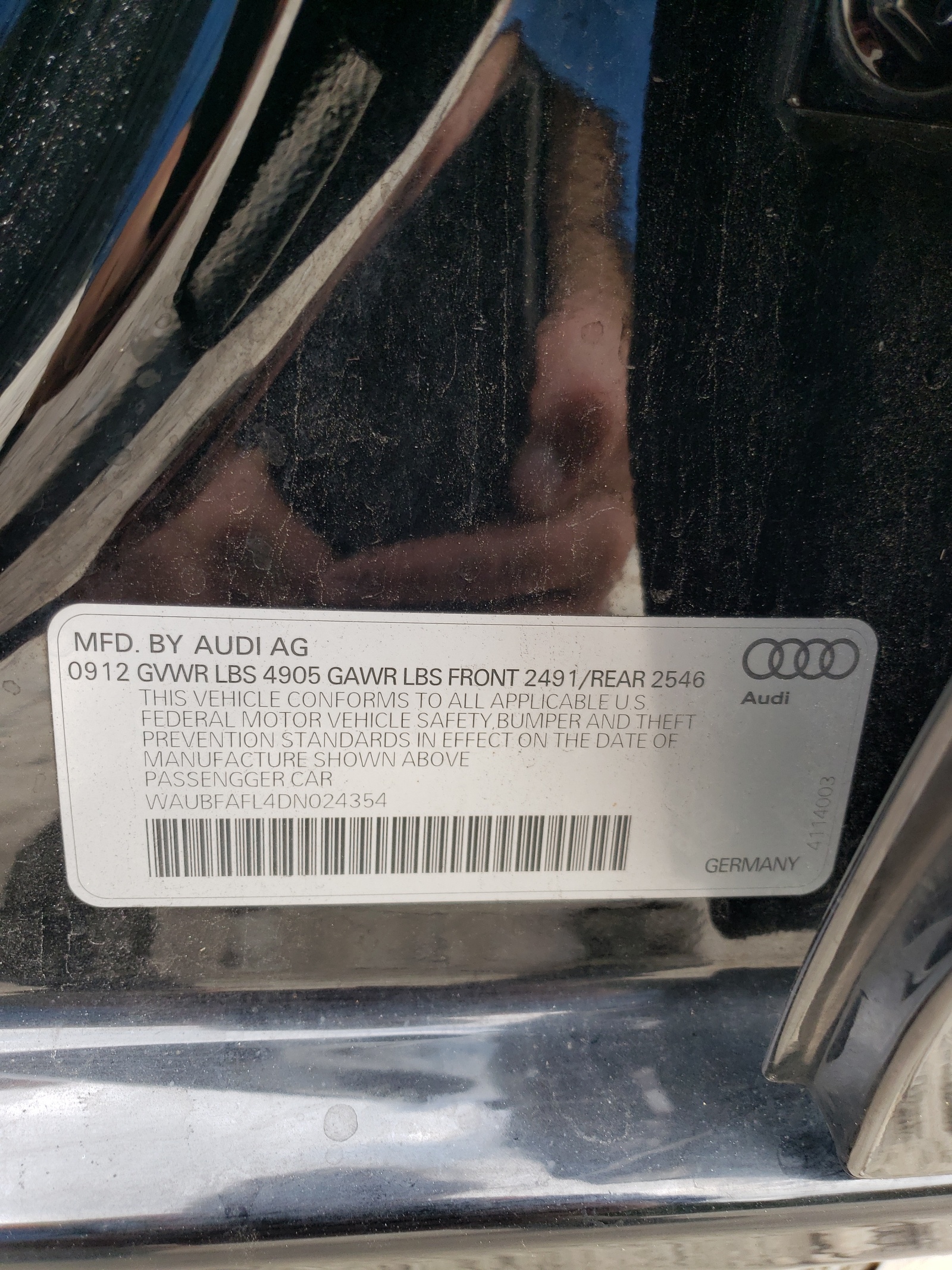 WAUBFAFL4DN024354 2013 Audi A4 Premium